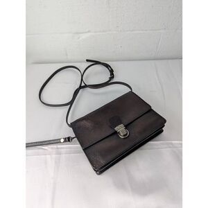 Patricia Nash Lanza Chocolate Metallic‎ Crossbody Leather Push Lock Clutch Strap